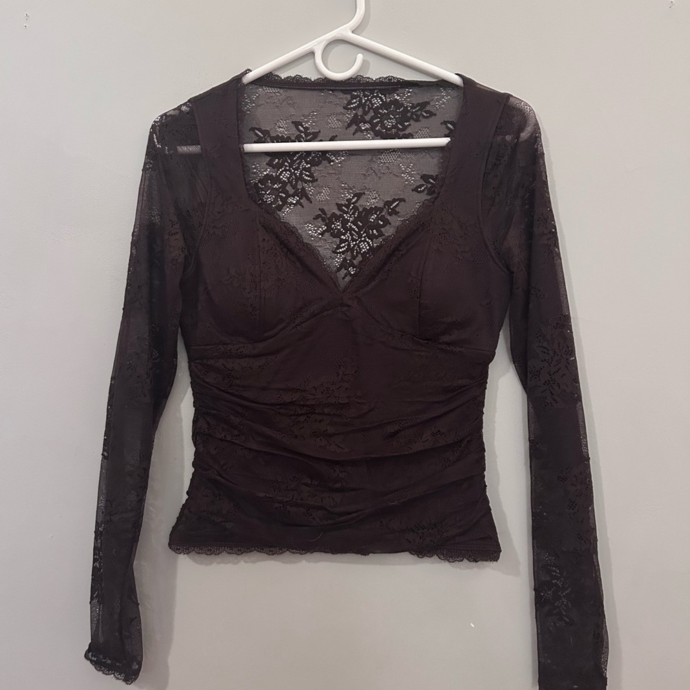 Abercrombie & Fitch Dark Lace Long Sleeve Blouse